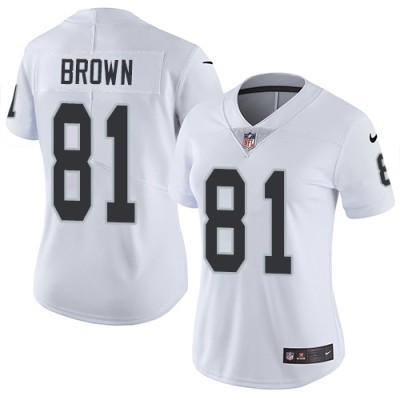Nike Las Vegas Raiders #81 Tim Brown White Women's Stitched NFL Vapor Untouchable Limited Jersey